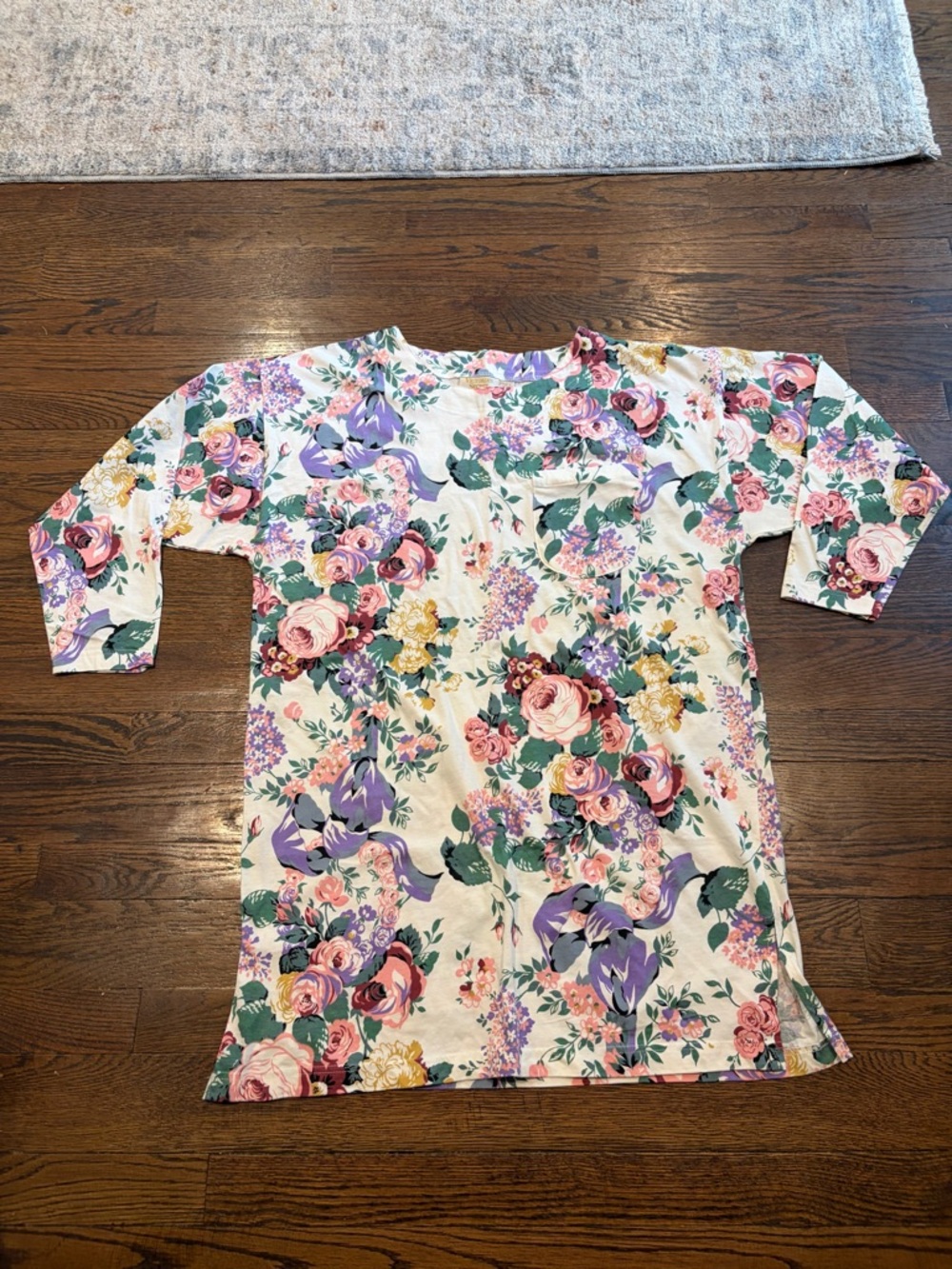 Victoria's Secret Cream Floral Short Sleeve Top VINTAGE GOLD LABEL 80’s